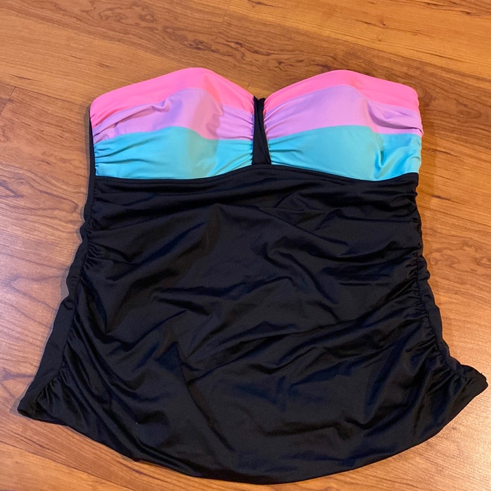 City chic strapless swim top, brand new size 14 black and pastel plus